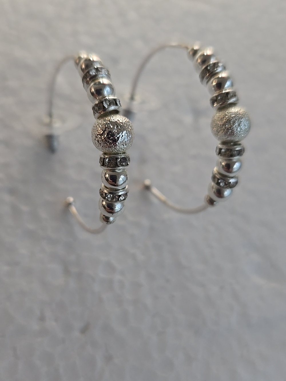 LOFT Silvertone Beaded Hoop Earrings